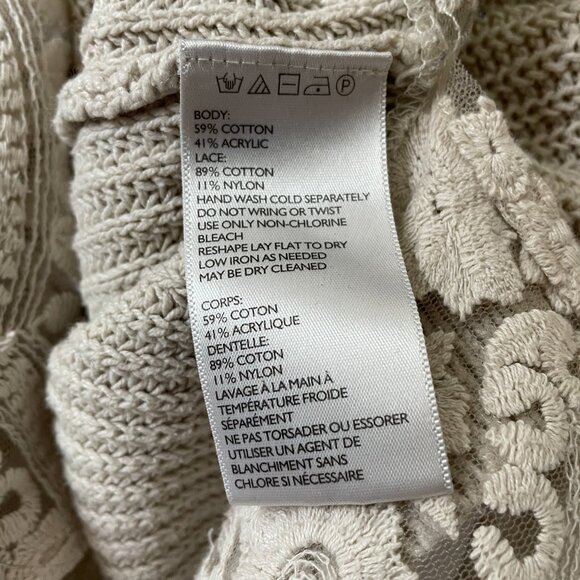 Bundle 2 Pins And Needles Anthropologie Green Ivory Crew Lace Hem Sweater XS - Picture 16 of 16